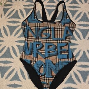 Burberry Plaid and Blue Women's One Piece Swimsuit
